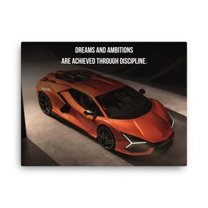 Lamborghini Sián Motivationsdruck - Zitat ""Disziplin"" - Garagen-, Büro- oder Schlafzimmer | Dünner Canvas - 3 Größen
