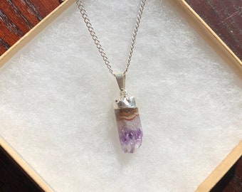 The Rock Steady- Mini Purple Amethyst Silver Pendant Necklace