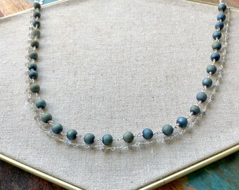 The Ariel- Ocean Druzy and Labradorite Stone Double Layer Chain Silver Necklace