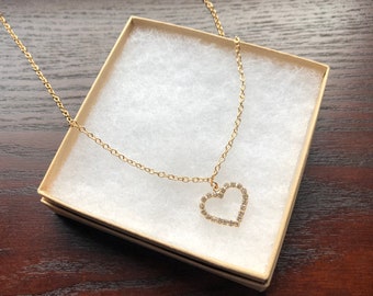 The My One and Only- Rhinestone Heart Charm Gold Necklace