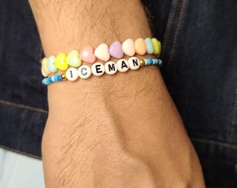Bracciale ICEMAN | Bracciale ispirato a Drake | Gioielli personalizzati | Bracciale con perline fatto a mano | Gioielli di tendenza su TikTok | Regalo per i fan di Drake