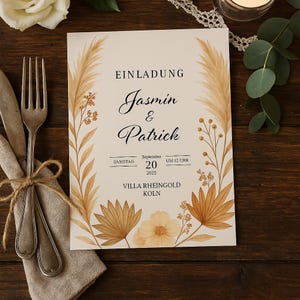Hochzeitseinladung Vorlage Canva | Digitale Einladungskarte | PDF Download | Editierbar | Elegantes Design für Braut & Bräutigam