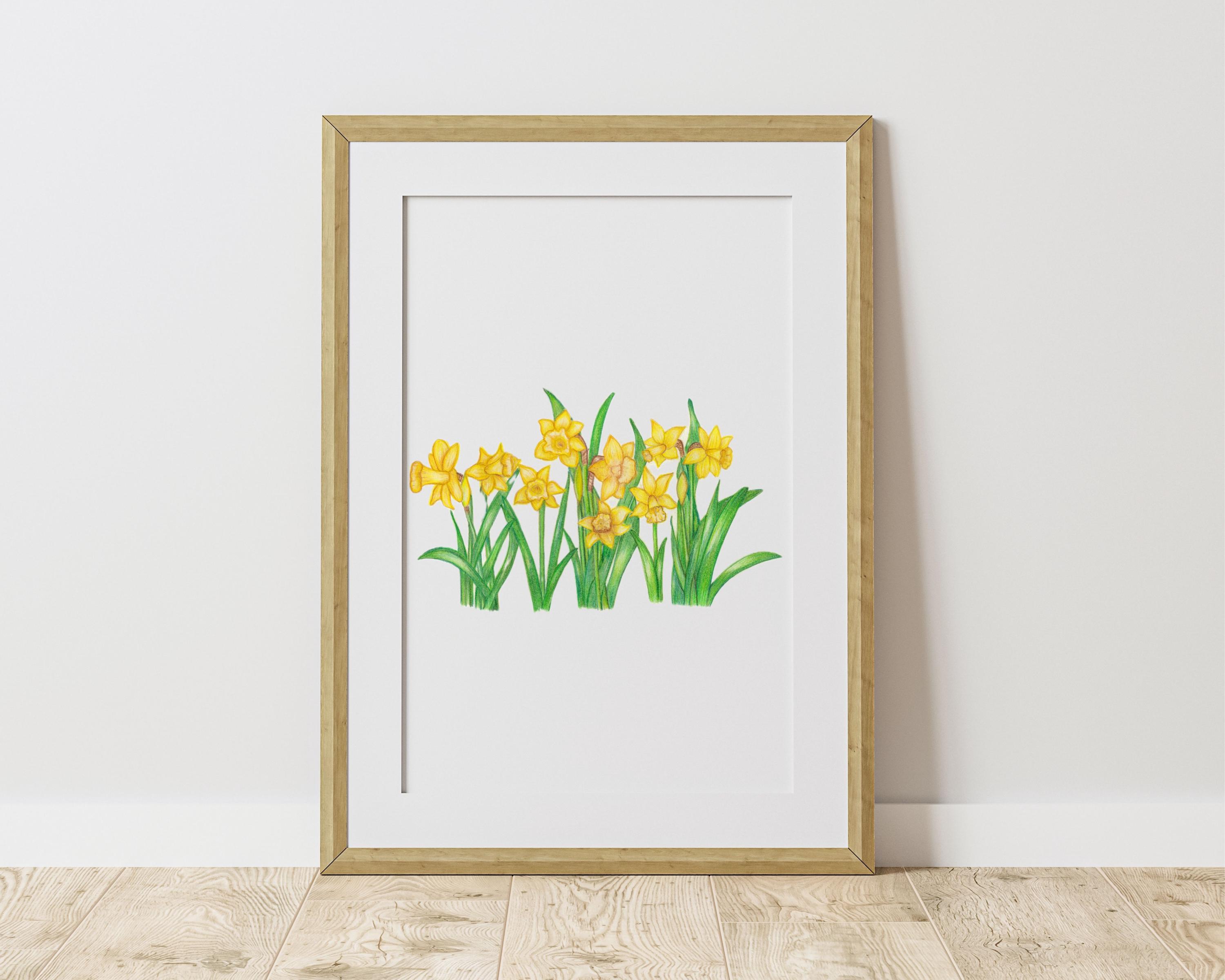 水仙ガーデンアート：オリジナル色鉛筆植物画 - Etsy 日本