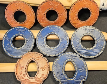 Skórzana tsuba z wzorem ważki do shinai i bokkena kendo