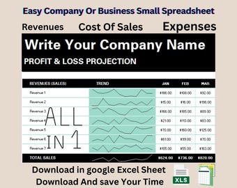 Small Business Finance Tracker: Profit & Loss Excel Template (Digital Download)