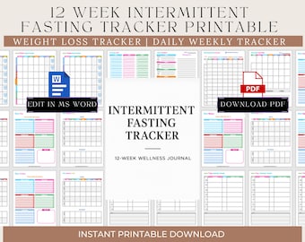 12-Week Intermittent Fasting Tracker | Printable Weight Loss Journal, Daily Fasting Log & Planner
