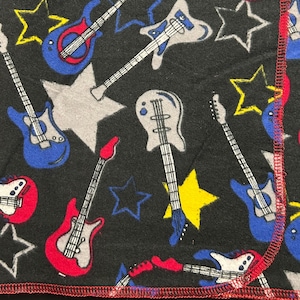 Rock & Roll Guitar Print Flannel Receiving Blanket
