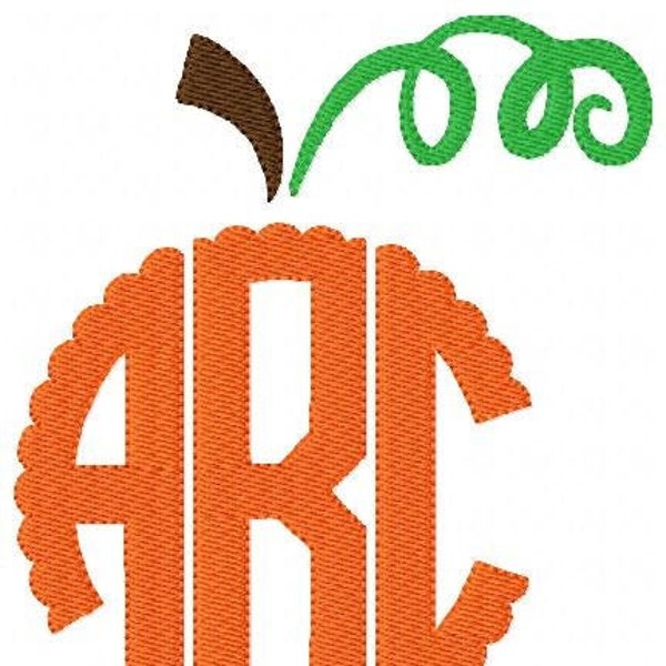 Pumpkin Embroidery Topper Design in 2 sizes, Monogram Pumpkin Topper, Machine Embroidery Design, No Letters Included, Joyful Stitches