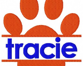 Paw Print // Split Machine Embroidery Monogram Font Set // Paw Print Embroidery Design // Sports Embroidery Design // Joyful Stitches