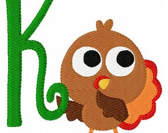Turkey Thanksgiving Monogram Machine Embroidery Design Font Set, Thanksgiving Embroidery Design, Turkey Embroidery Design // Joyful Stitches