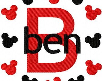 Mouse Monogram Embroidery Font Design Set, Machine Embroidery Designs, Embroidery Font, Mouse Embroidery Design // Joyful Stitches