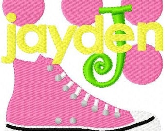 Tennis Shoe // Sneaker // High Top// Monogram Machine Embroidery Designs Set, Machine Embroidery Designs, Embroidery Font // Joyful Stitches