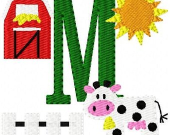Cow // Farm // Monogram Machine Embroidery Font Design Set, machine embroidery designs, farm embroidery designs, barn // Joyful Stitches