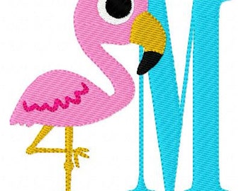 Flamingo //Beach // Machine Embroidery Monogram Font Set // Tropical Embroidery Design// Beach Embroidery Design // Joyful Stitches
