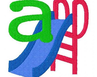 Playground // Slide //Machine Embroidery Monogram Font Design Set, Machine Embroidery Designs, Embroidery Font // Joyful Stitches