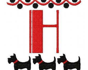Scottie // Dog// Puppy // Monogram Machine Embroidery Design Set, Machine Embroidery Designs, Embroidery Font // Joyful Stitches