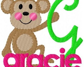 Monkey Monogram Embroidery Designs Font Set. Machine Embroidery Designs, Embroidery Font // Joyful Stitches