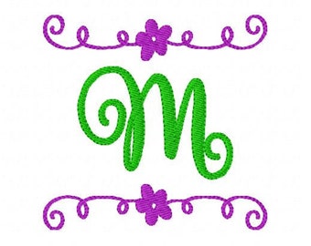 Girlie Flower Swirl Machine Embroidery Monogram Design Set, Machine Embroidery Designs, Embroidery Font // Joyful Stitches
