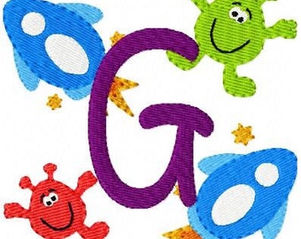 Space Machine Embroidery Mongram Font Set // Space Embroidery Design // Rocket Embroidery Design // Space Ship // Joyful Stitches