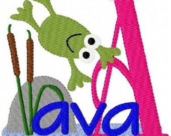 Froggy Diving In Machine Embroidery Designs Monogram Font Set, Machine Embroidery Designs, Embroidery Font // Joyful Stitches