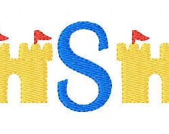 Sand Castle, Summer, Mini Monogram Machine Embroidery Design Set, Embroidery font, Embroidery Monogram Font // Joyful Stitches