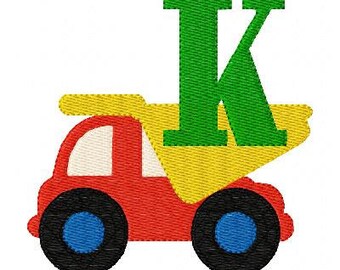 Dump Truck Machine Embroidery Monogram Font Design Set, Machine Embroidery Designs, Embroidery Font // Joyful Stitches