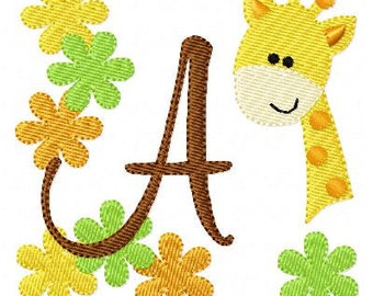 Giraffe Zoo Safari Machine Embroidery Monogram Font Set Joyful Stitches // Joyful Stitches