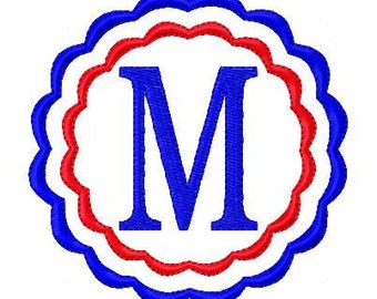 Patriotic USA Scallop Monogram Embroidery Font Design Set, Embroidery font, Embroidery Monogram Font // Joyful Stitches