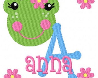 Frog Cutie Machine Embroidery Monogram Font Design Set // Joyful Stitches