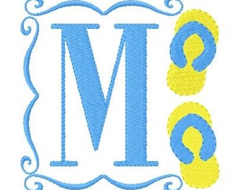 Beach // Flip Flops //Monogram Embroidery Font Design Set, Machine Embroidery Designs, Embroidery Font // Joyful Stitches