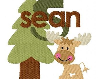 Hunting Embroidery Design, Deer Embroidery Design, Moose Embroidery Design, Machine Embroidery Monogram Font Set // Joyful Stitches