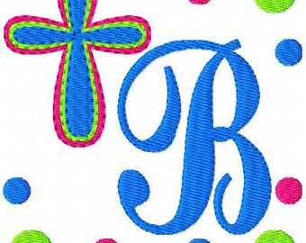 Cross Dots Monogram Embroidery Designs Font Set // Joyful Stitches