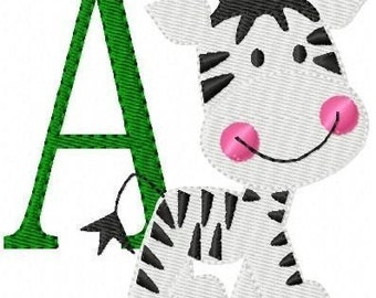 Baby Zebra Monogram Machine Embroidery Font Design Set // Joyful Stitches