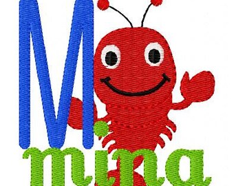Lobster // Summer // Beach // Embroidery Monogram Font Design Set, Machine Embroidery Design, Lobster Embroidery Design // Joyful Stitches