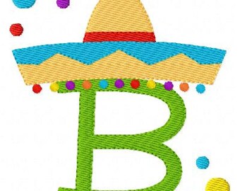 Cinco de Mayo // Sombrero, Machine Embroidery Monogram Font Design Set, Fiesta,Embroidery font, Embroidery Monogram Font // Joyful Stitches