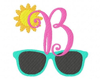 Shades //Sunglasses // Summer Machine Embroidery Monogram Font Design Set // Beach // Summer // Joyful Stitches // Joyful Stitches