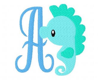 Sea Horse // Beach //Machine Embroidery Monogram Font Set // Summer Embroidery Design //Beach Embroidery Design // Joyful Stitches