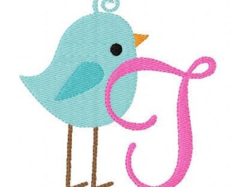 Wee Woodland Birdie Monogram Embroidery Font Design Set // Joyful Stitches