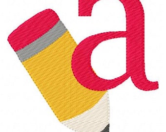 Pencil // School // Machine Embroidery Monogram Font Set // Machine Embroidery Designs // Machine Embroidery // Joyful Stitches