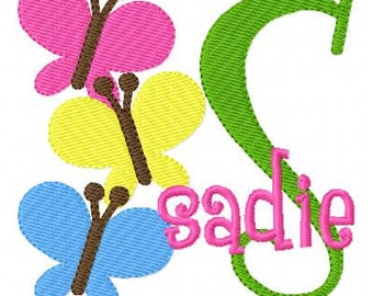 Butterfly Promise Machine Embroidery Monogram Design Set, Machine Embroidery Designs, Embroidery Font // Joyful Stitches