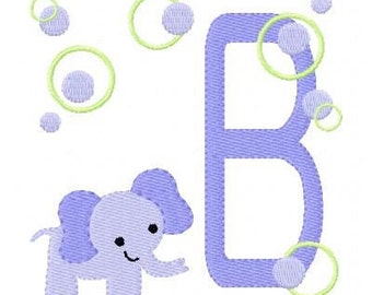 Baby // Elephant //Monogram Machine Embroidery Design Set, Machine Embroidery Designs, Embroidery Font // Joyful Stitches