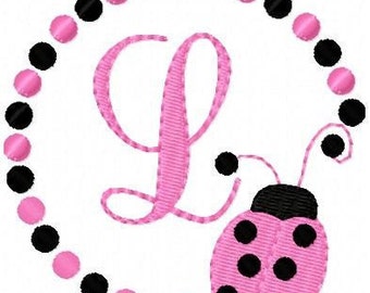 Sweet Pink Ladybug Machine Embroidery Monogram Font Design Set // Joyful Stitches