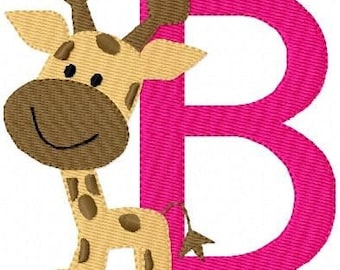 Giraffe Baby Machine Embroidery Design, Monogram Embroidery Font, Machine embroidery Designs, Safari Embroidery Design // Joyful Stitches