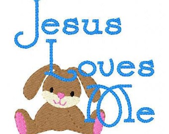 Embroidery Design, Jesus Loves Me Bunny  Single // Joyful Stitches