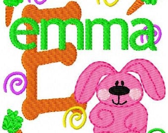 Spring Bunny Machine Embroidery Monogram Font Design Set, Machine Embroidery Designs, Embroidery Font // Joyful Stitches