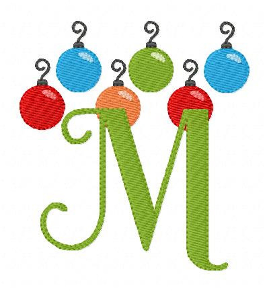 Christmas Ornament Monogram Machine Embroidery Font Design Machine