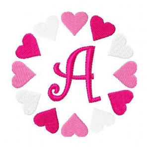 Circle with Hearts Machine Embroidery Monogram Font Design Set, Valentine Machine Embroidery Design, Joyful Stitches