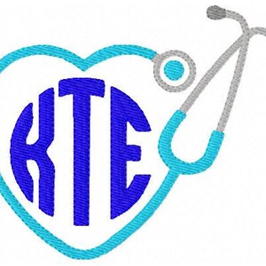 Stethoscope // Nurse // Nurse Embroidery, Circle Monogram // Three Letter // Monogram Machine Embroidery Font Design Set // Joyful Stitches