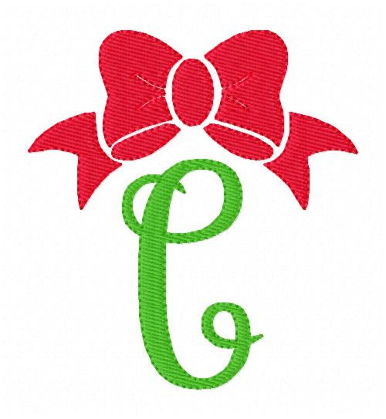 Bow Monogram Machine Embroidery Design Font Set Bow Etsy