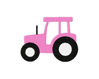Embroidery Design, Pink Tractor  // Joyful Stitches